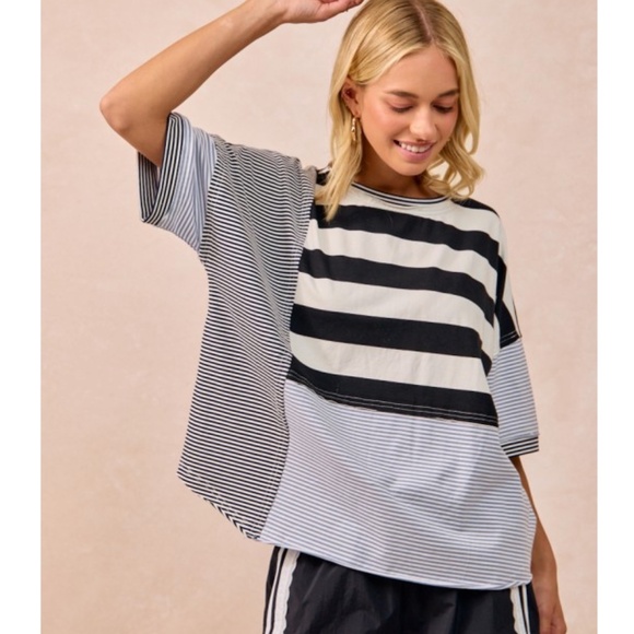 "The Freya" Color Block Striped Top - Picture 1 of 3